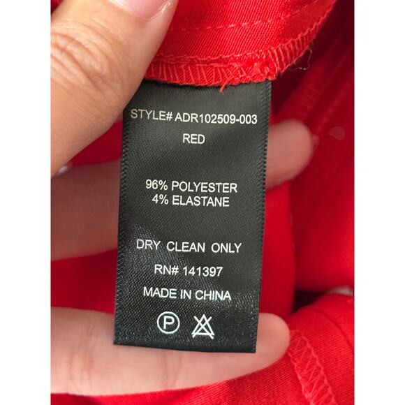 Astr the Label off the shoulder tuxedo collar long sleeve dress red size Large L - Picture 7 of 8